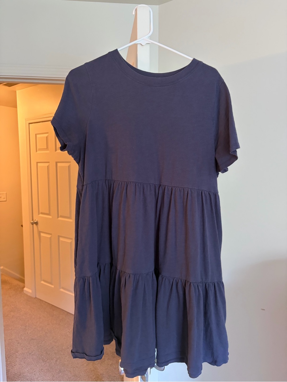 Women’s Short Sleeve Tiered Dress - Navy